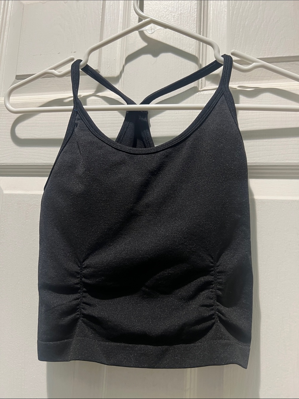 Target Black Ruched Strappy Sports Crop